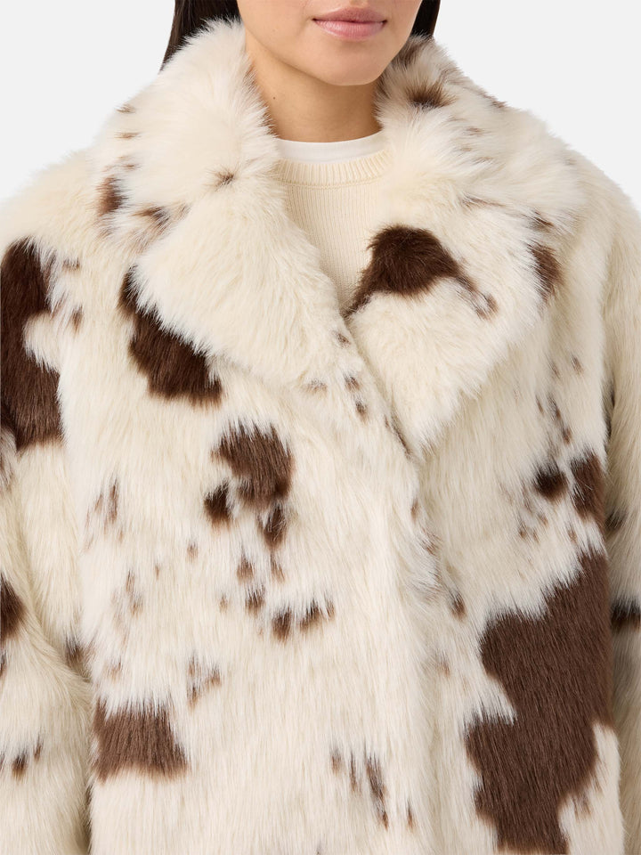 Cappotto Rouge in faux fur con stampa muccata