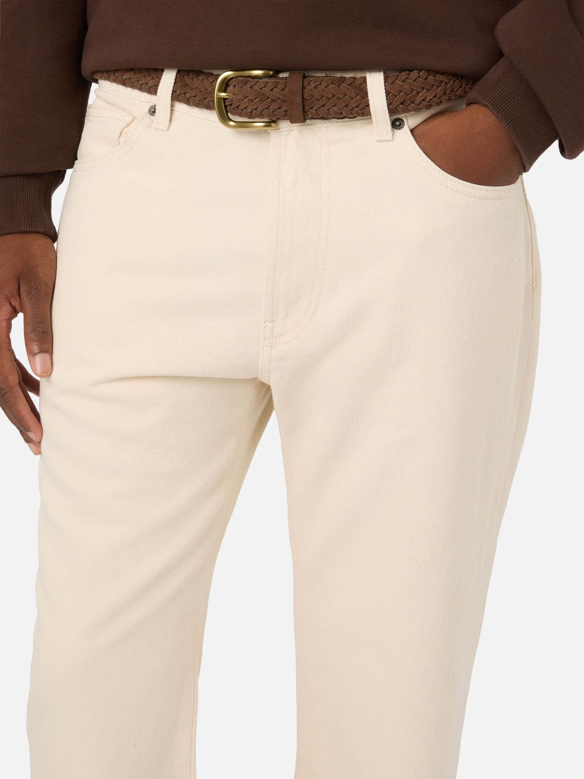 Beige Riverdale cotton five pocket trousers
