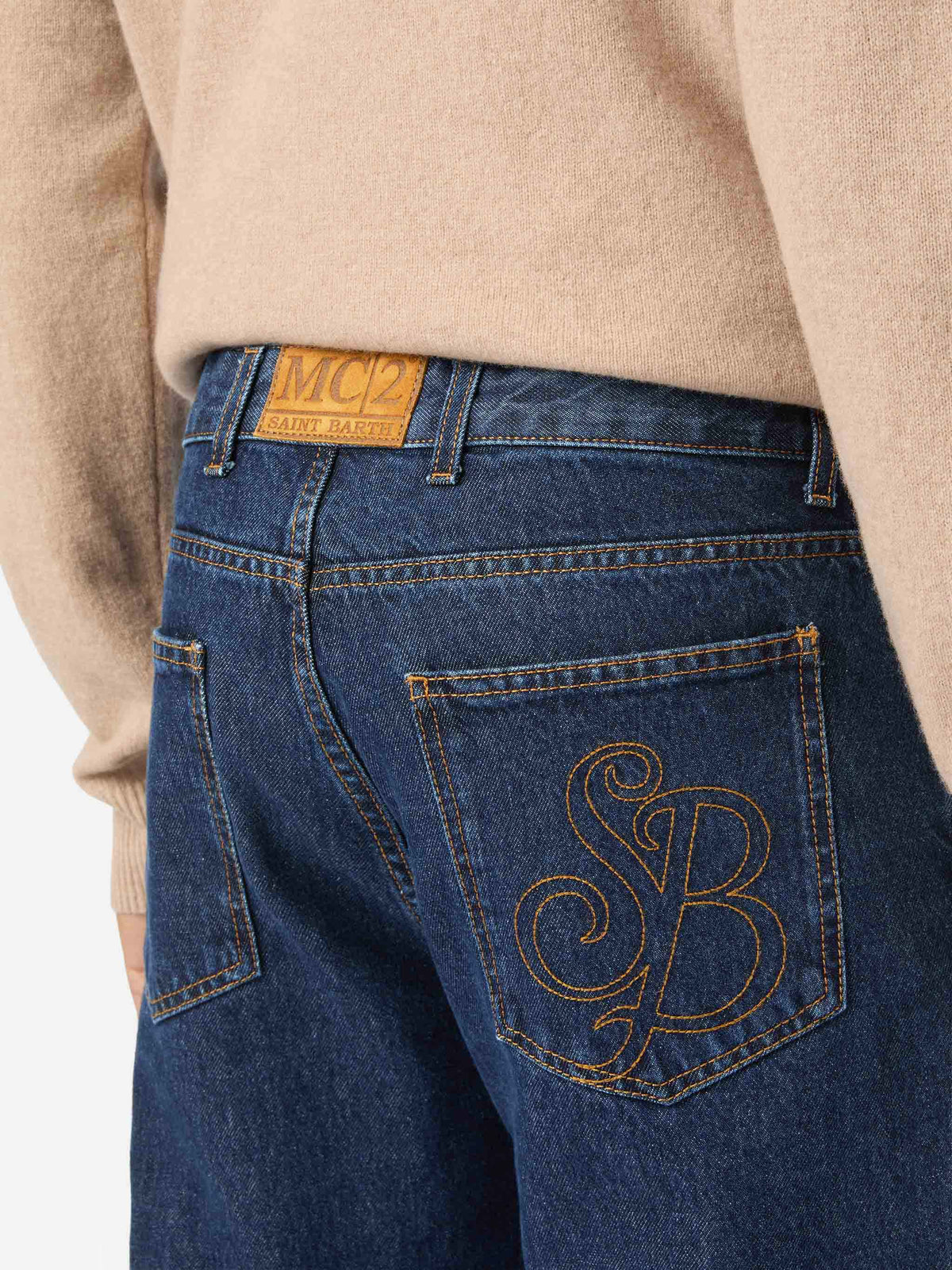 Jeans azzurri in denim Riverdale con finitura stone wash