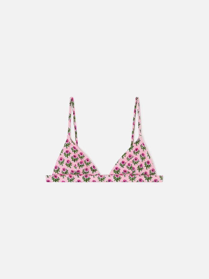 Top bikini Rylie triangolo con fantasia floreale