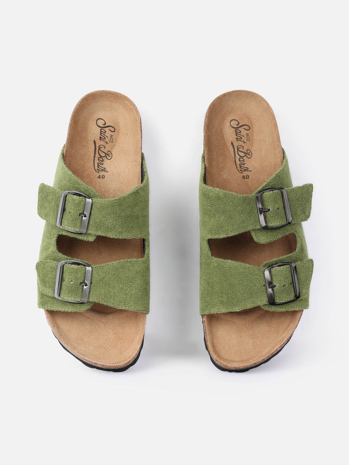Military green terry man sandals - MC2 Saint Barth