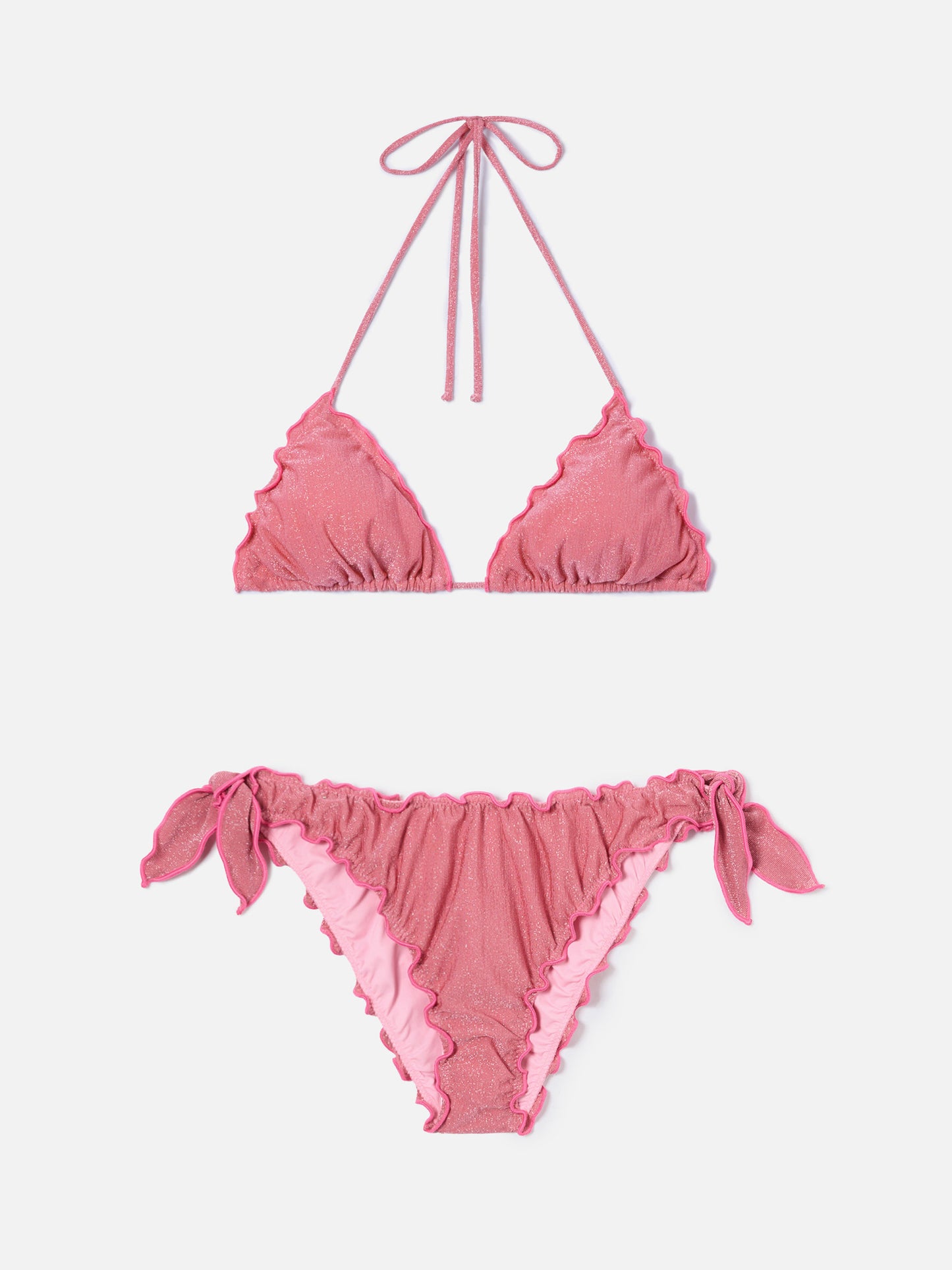 Bikini triangular Sagittarius Moon en lurex rosa 