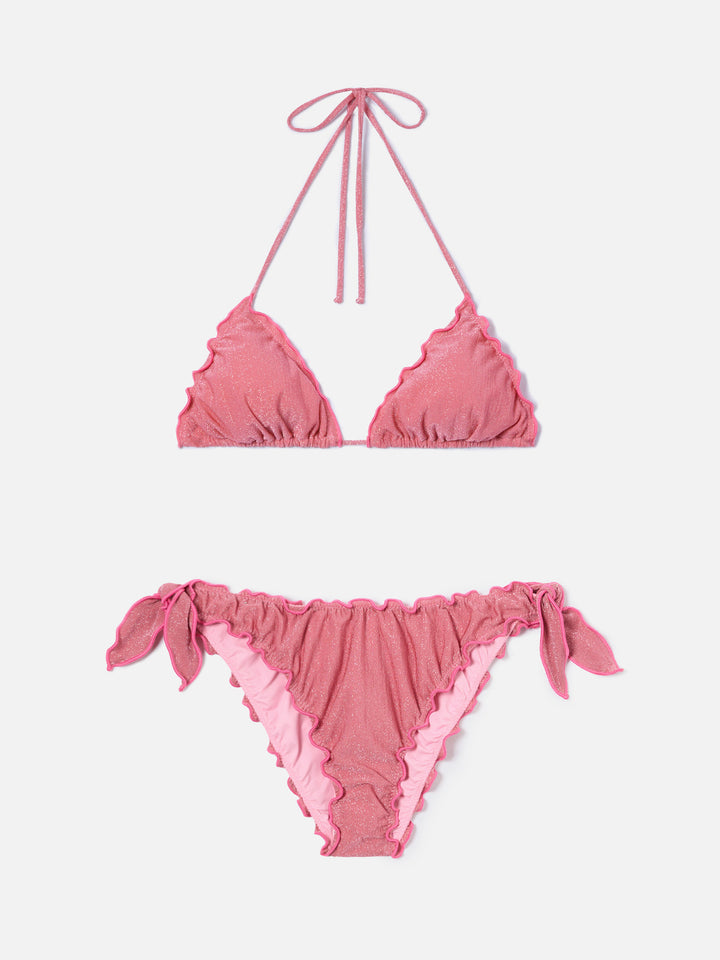 Bikini triangular Sagittarius Moon en lurex rosa 
