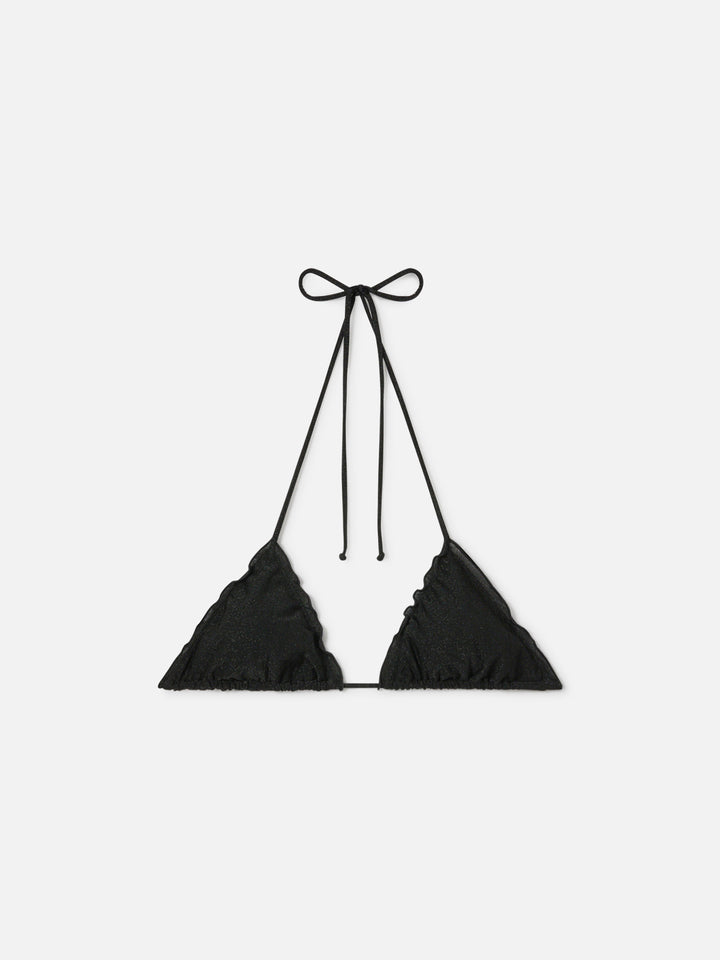 Haut de bikini triangle Sagittarius en lurex noir 
