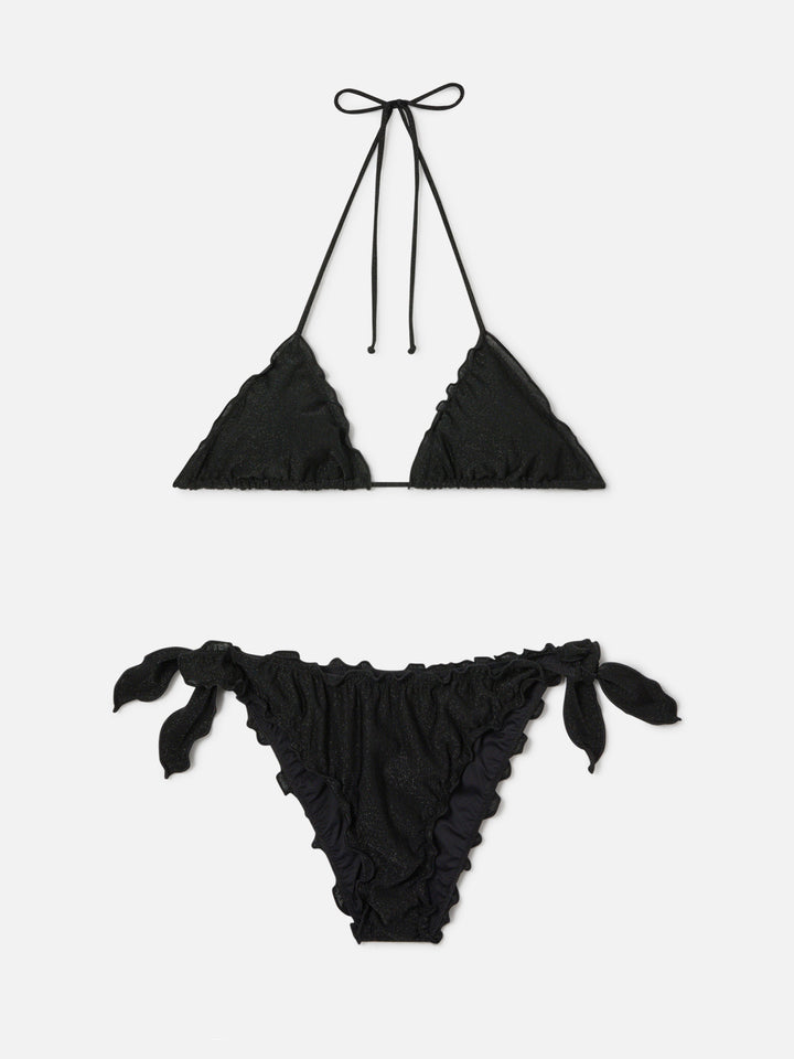 Bikini triangular Sagittarius Moon en lurex negro 