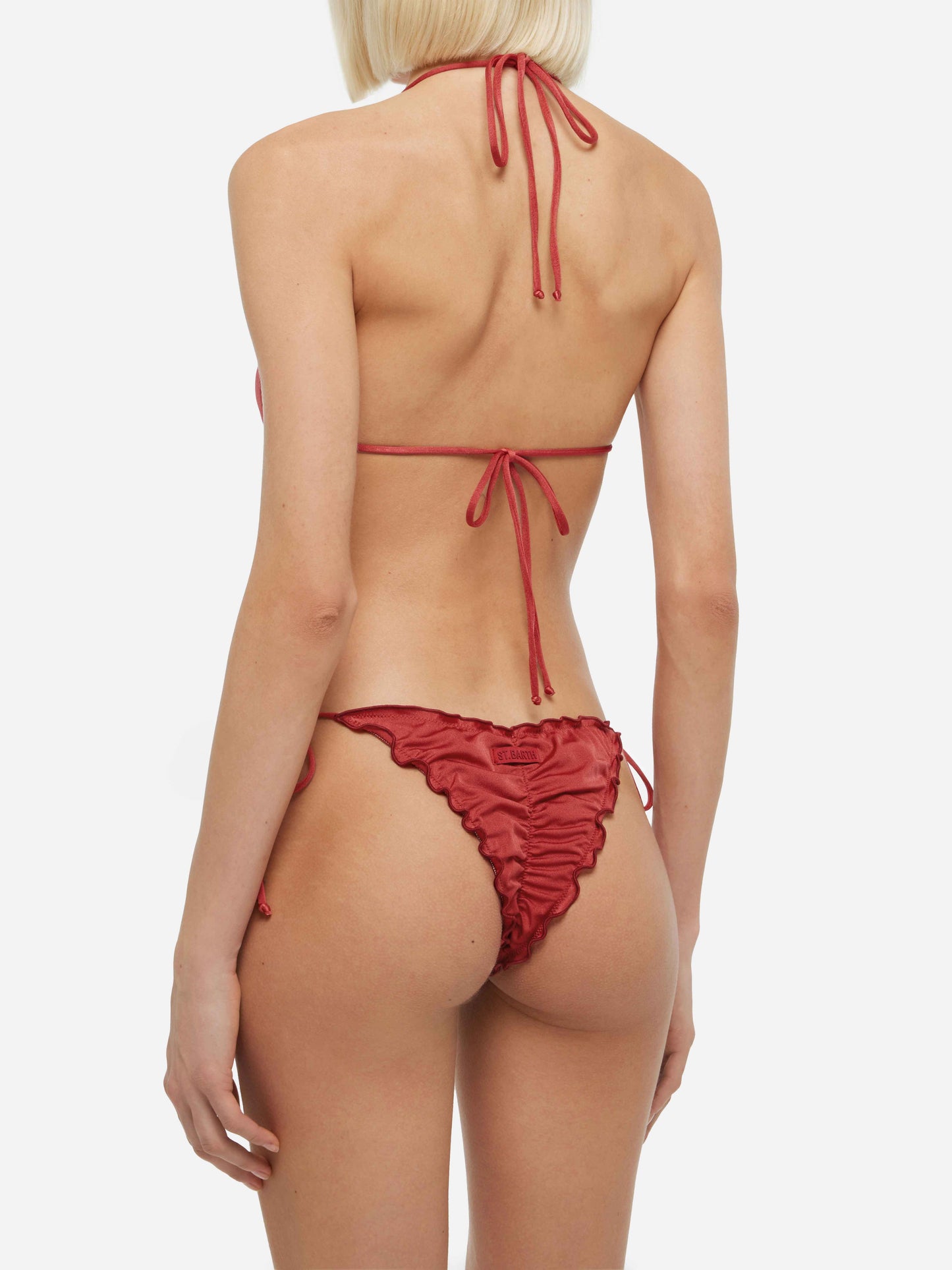 Classic triangle bikini Sagittarius Miami in shimmer brick red