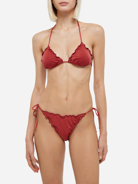 Classic triangle bikini Sagittarius Miami in shimmer brick red