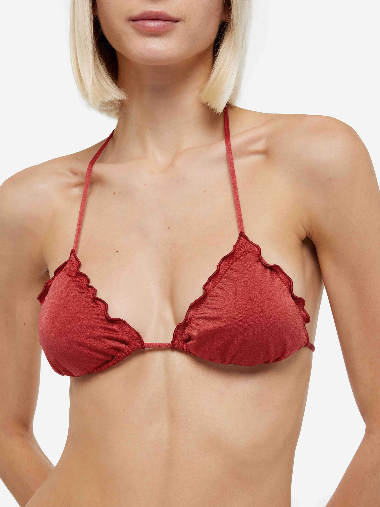 Classic triangle bikini Sagittarius Miami in shimmer brick red