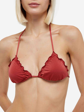 Classic triangle bikini Sagittarius Miami in shimmer brick red