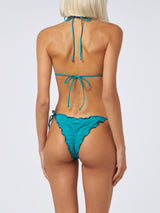 Woman sage green classic triangle bikini Sagittarius Miami