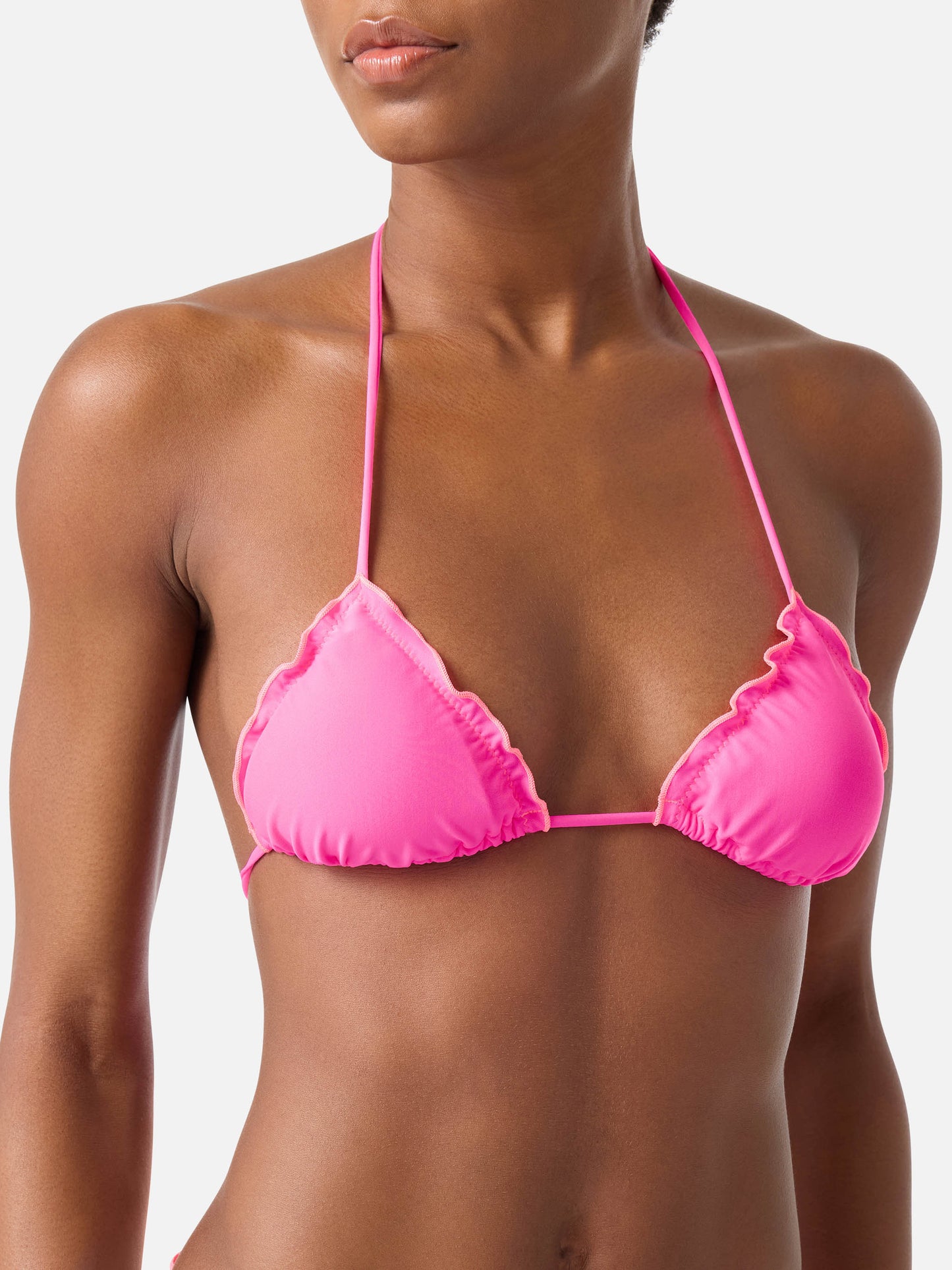 Top de bikini triangular Sagittarius rosa flúor 