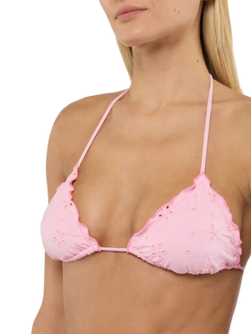 Classic triangle bikini Sagittarius Moon in pink Sangallo lace - MC2 Saint Barth