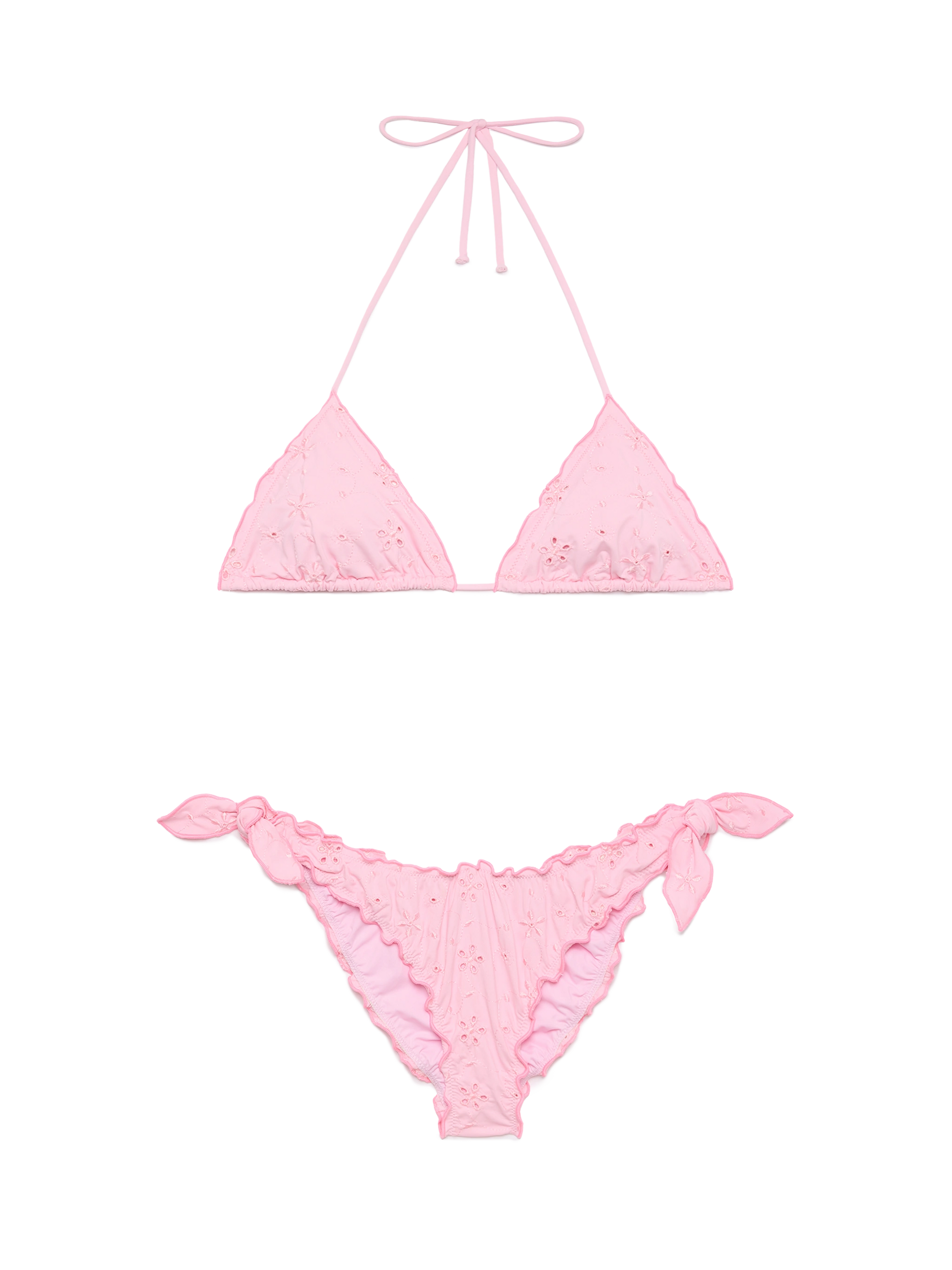 Classic triangle bikini Sagittarius Moon in pink Sangallo lace - MC2 Saint Barth