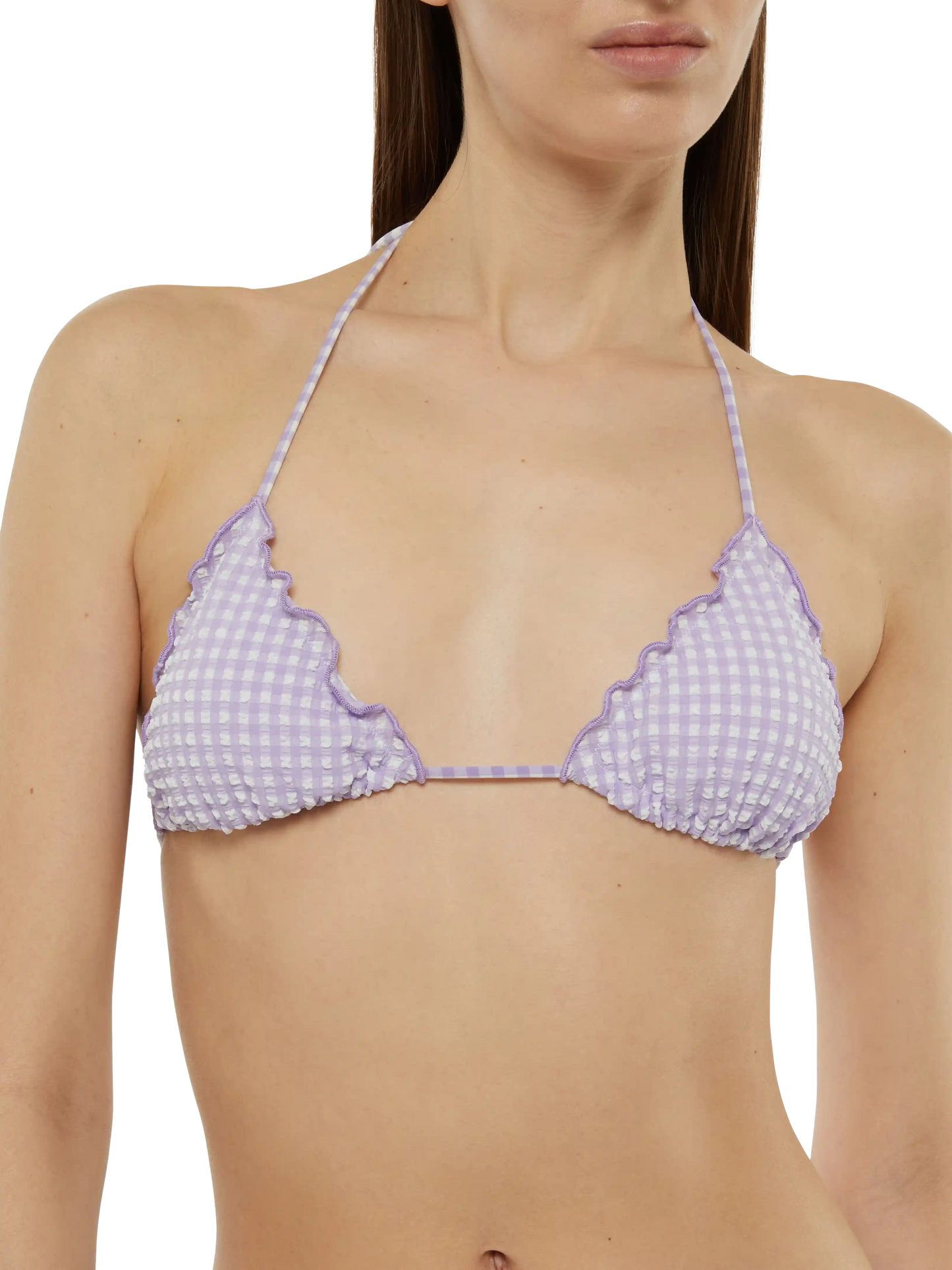 Sagittarius seersucker classic triangle top with gingham print - MC2 Saint Barth