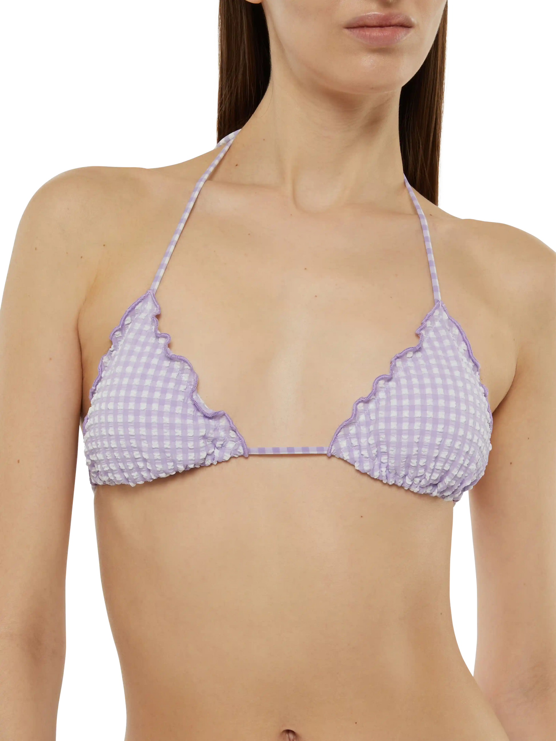 Sagittarius seersucker classic triangle top with gingham print - MC2 Saint Barth