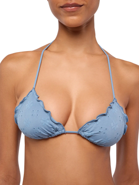 Miami Sangallo lace cheeky swim briefs - Sagittarius classic avio blue Sangallo lace triangle top - MC2 Saint Barth