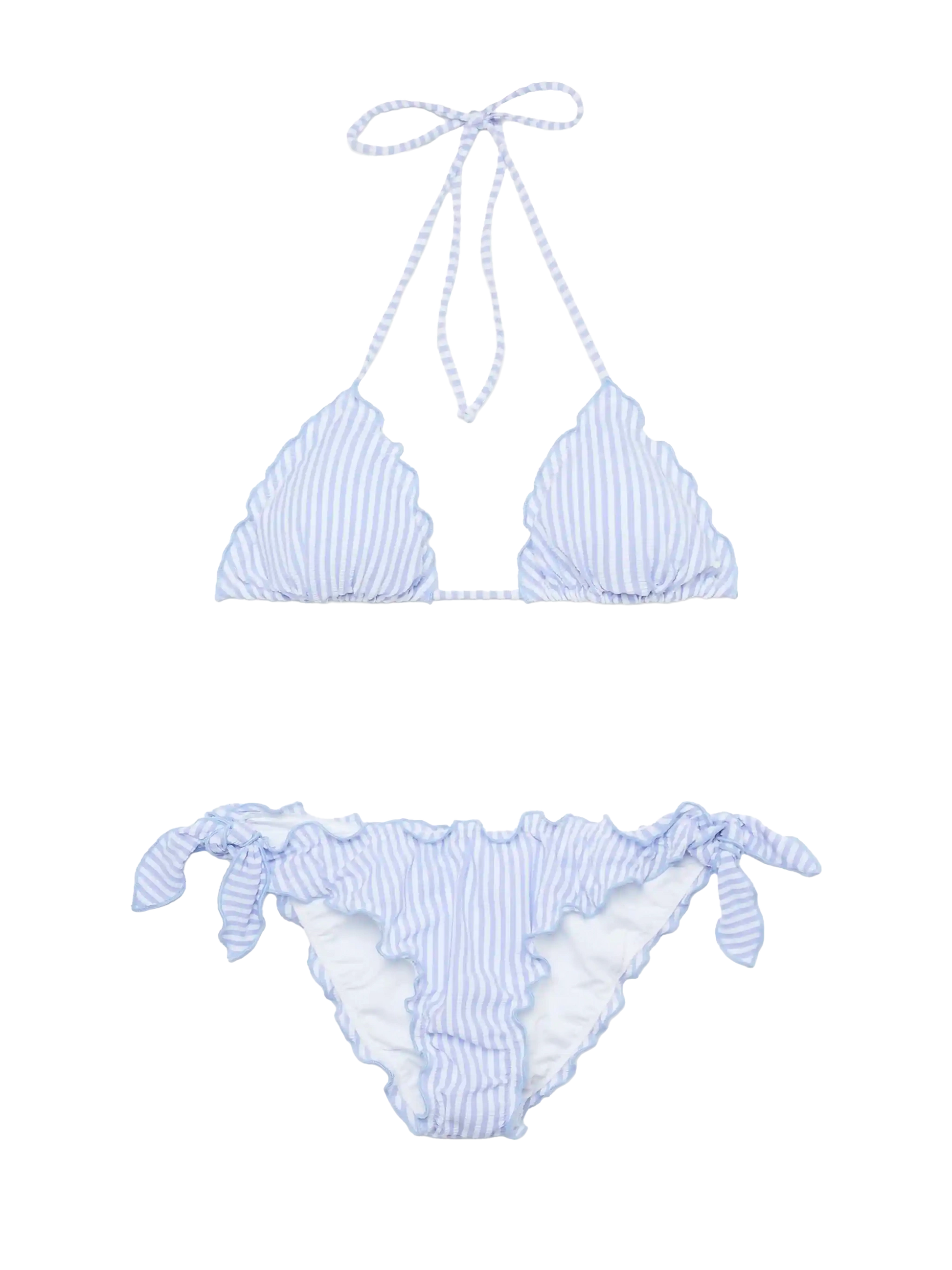 Classic seersucker triangle bikini Sagittarus Moon with striped print - MC2 Saint Barth