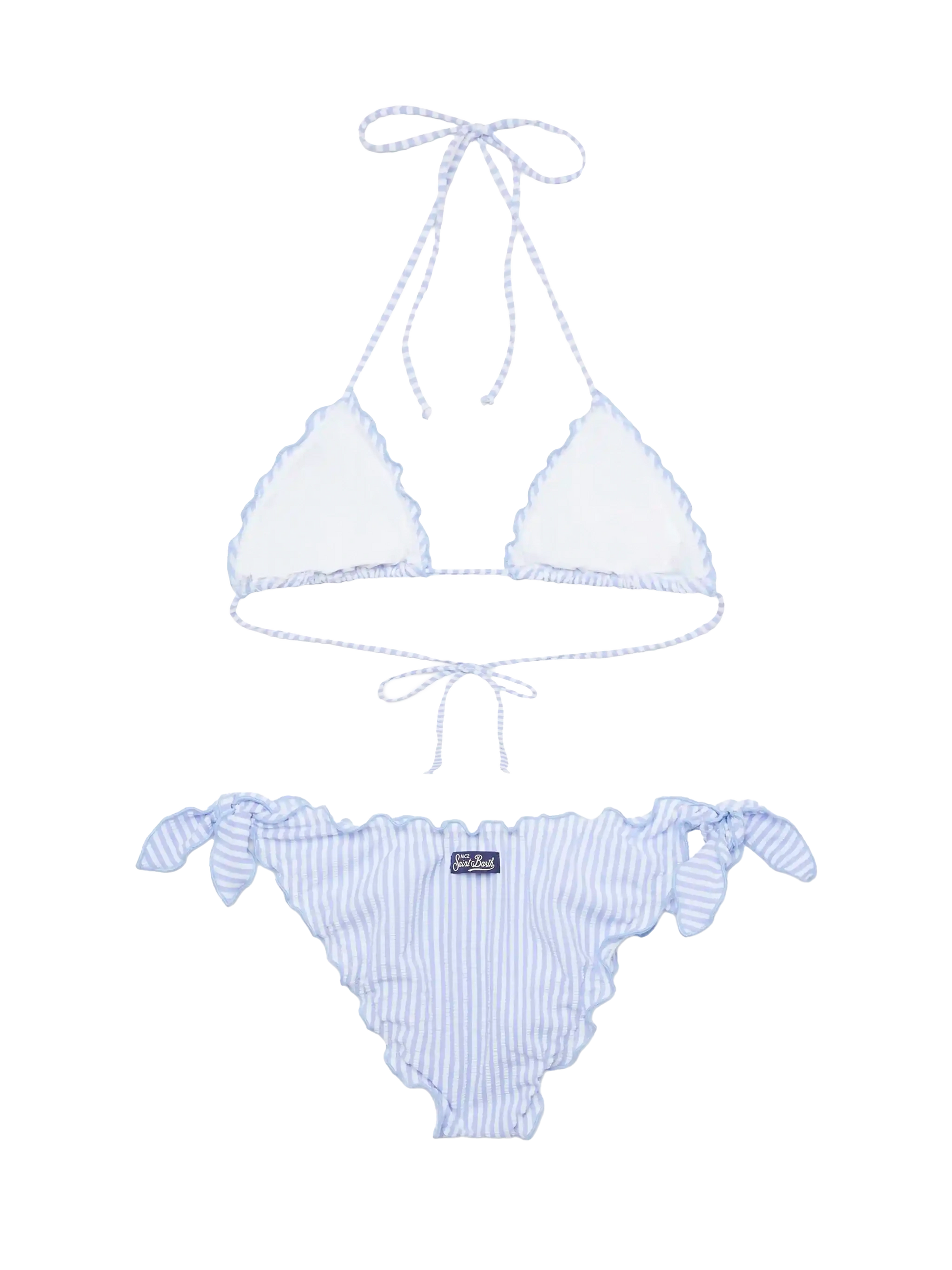 Classic seersucker triangle bikini Sagittarus Moon with striped print - MC2 Saint Barth