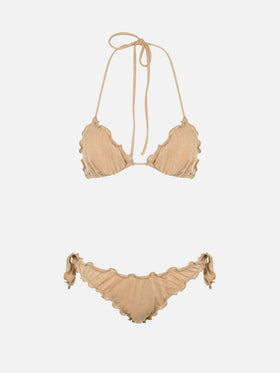 Woman gold lurex classic triangle bikini Sagittarius Moon