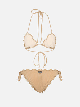 Woman gold lurex classic triangle bikini Sagittarius Moon