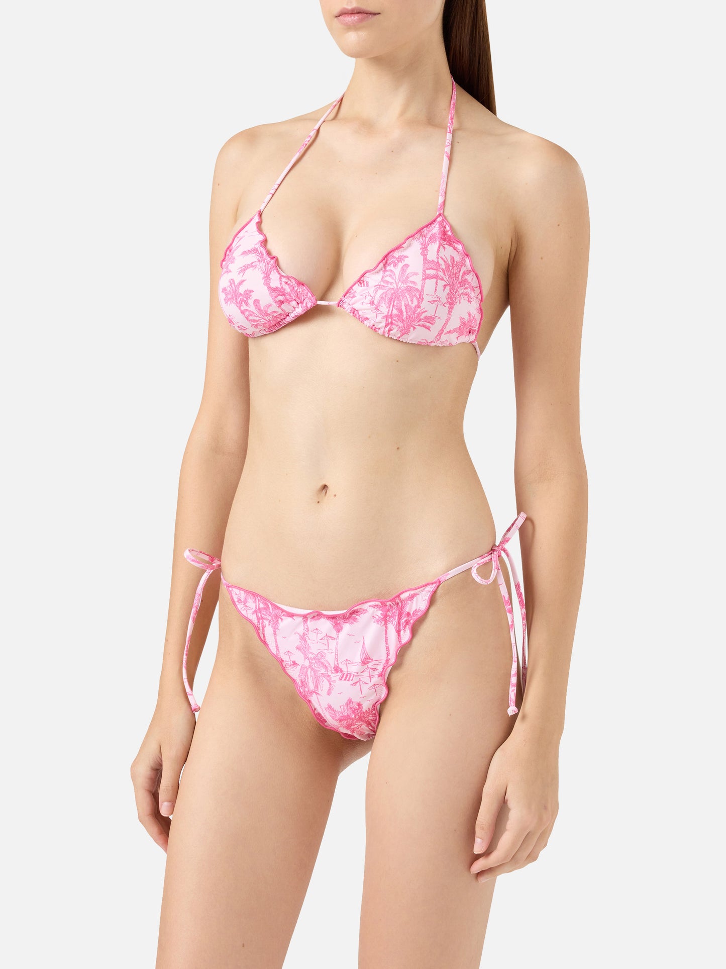 Bikini a triangolo classico Sagittarius Miami con stampa toile de jouy