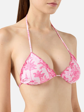 Bikini a triangolo classico Sagittarius Miami con stampa toile de jouy