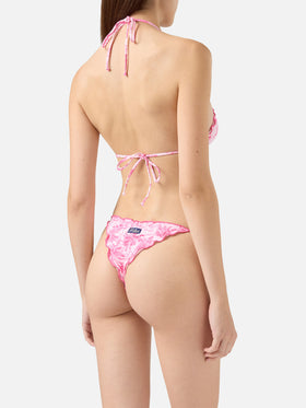 Bikini a triangolo classico Sagittarius Miami con stampa toile de jouy
