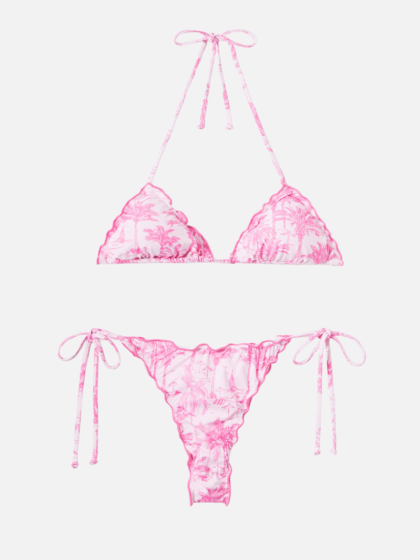 Bikini a triangolo classico Sagittarius Miami con stampa toile de jouy