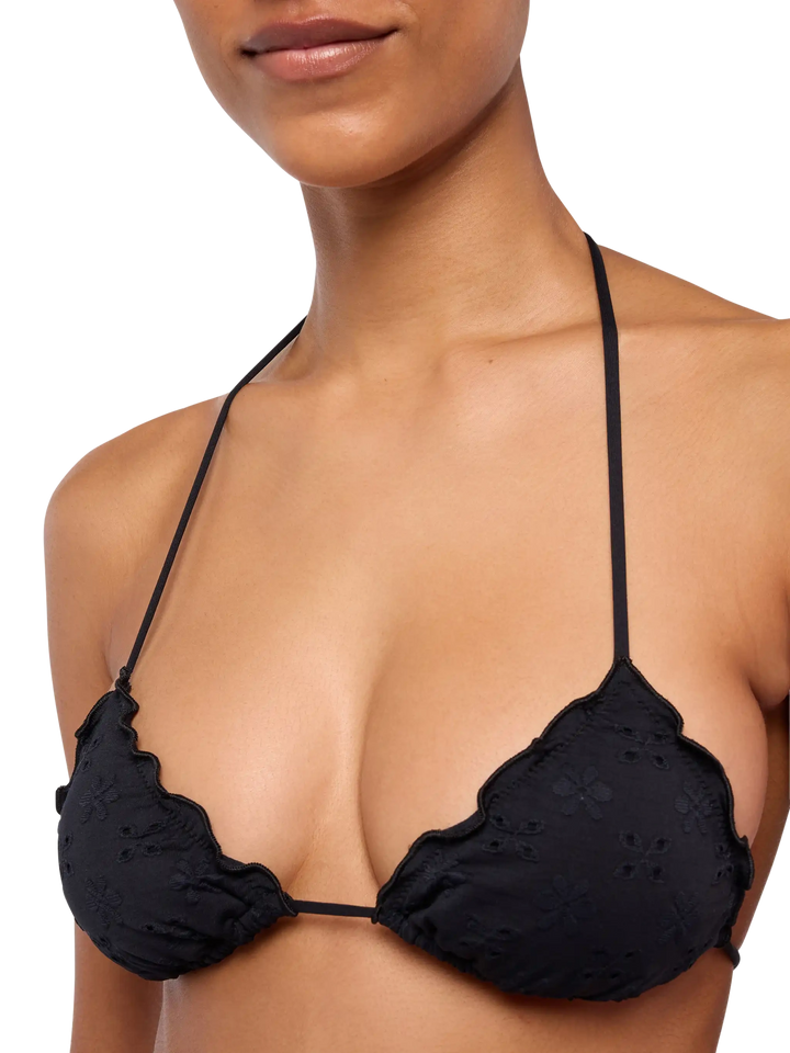 Sagittarius classic black Sangallo lace triangle top - MC2 Saint Barth