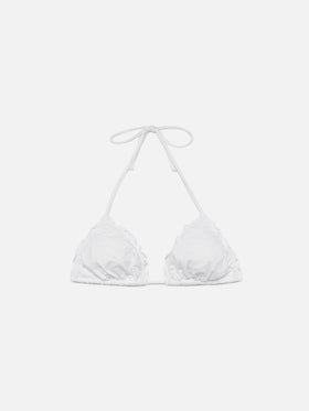 Sagittarius top a triangolo classico in pizzo Sangallo bianco