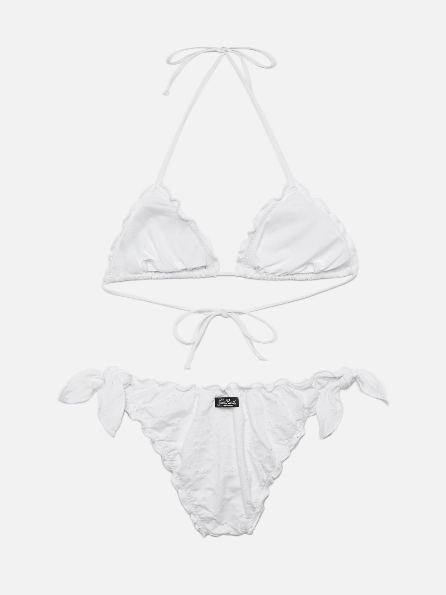 Bikini classico a triangolo Sagittarius Moon in pizzo Sangallo bianco