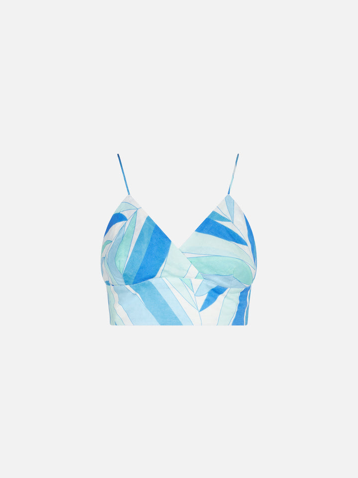 Haut brassière imprimé en lin 