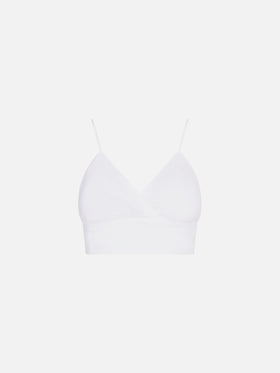 Top bralette de lino blanco 