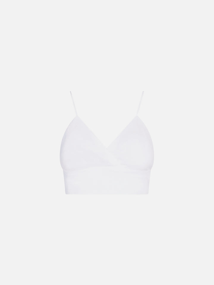 Top bralette de lino blanco 