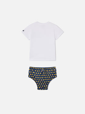 Set Samy t-shirt con taschino e copri pannolino stampa ducky