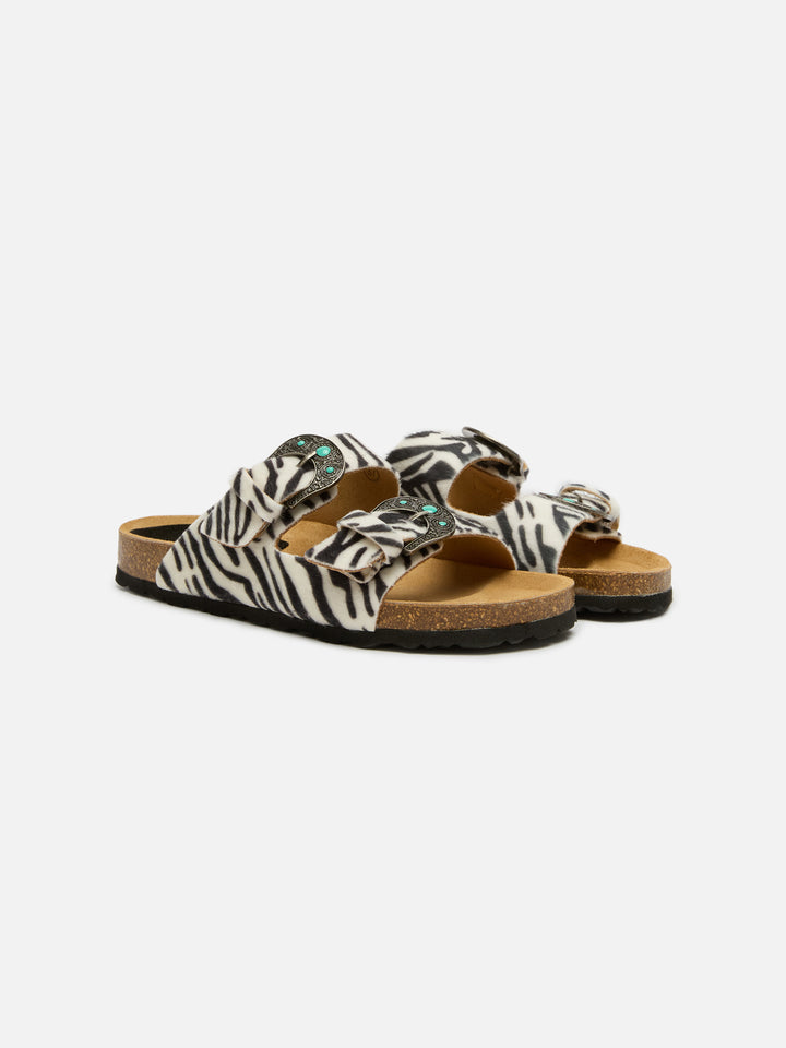 Buckle sandals in cavallino zebrato | TAJI SPECIAL EDITION