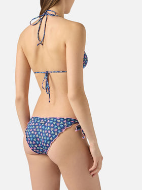 Bikini Sarius triangle in blue with all-over octopus print