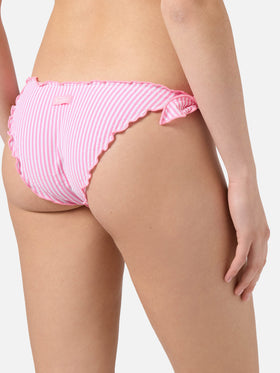 Bikini Sarius triangolo in seersucker a righe bianche e rosa