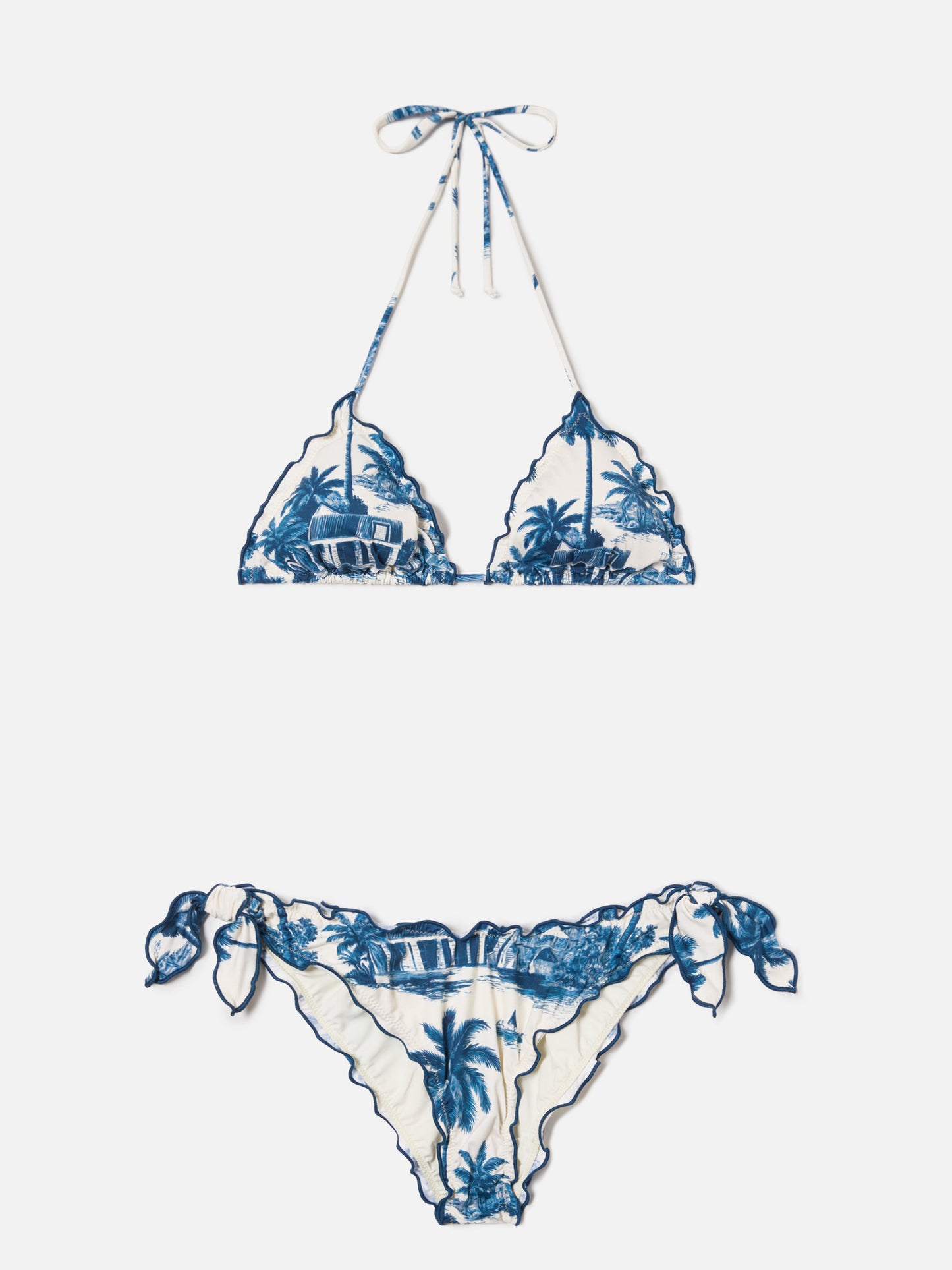 Bikini Sarius triangolo con stampa toile de jouy blu | Special edition
