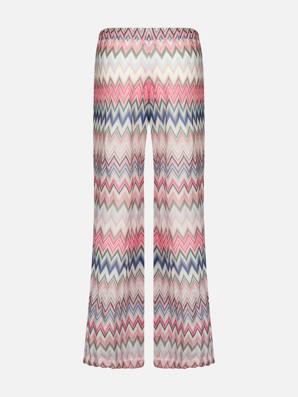 Multicolor pink knitted palazzo pants