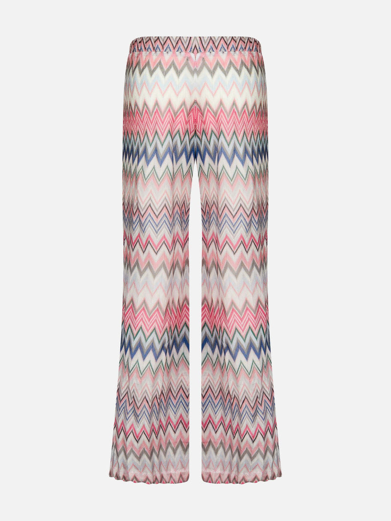 Multicolor pink knitted palazzo pants