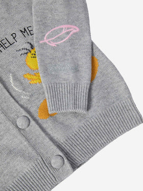 Sasi Strickjacke aus Donegal-Wollmischung mit Titti e Silvestro Jacquardmuster | WARNER BROS. SPECIAL EDITION