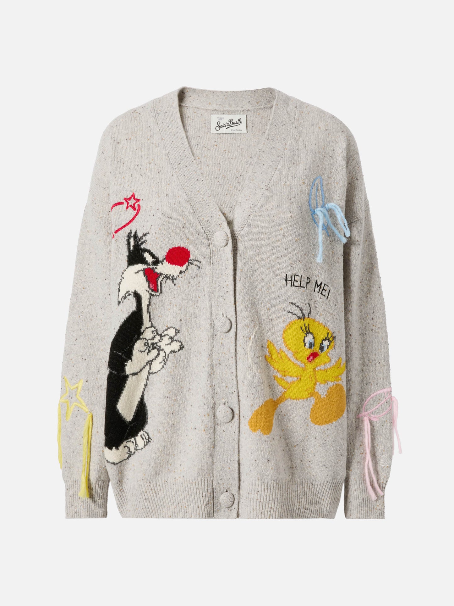 Sasi Donegal-wool blend cardigan with Titti e Silvestro jacquard | WARNER BROS. SPECIAL EDITION