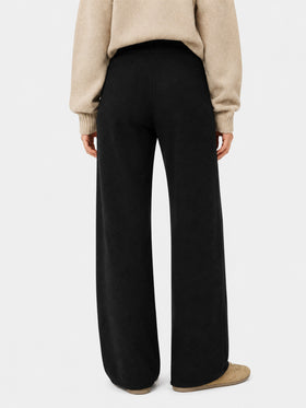 Pantalone a palazzo nero in maglia