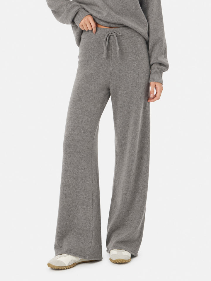 Pantalones palazzo de punto grises 