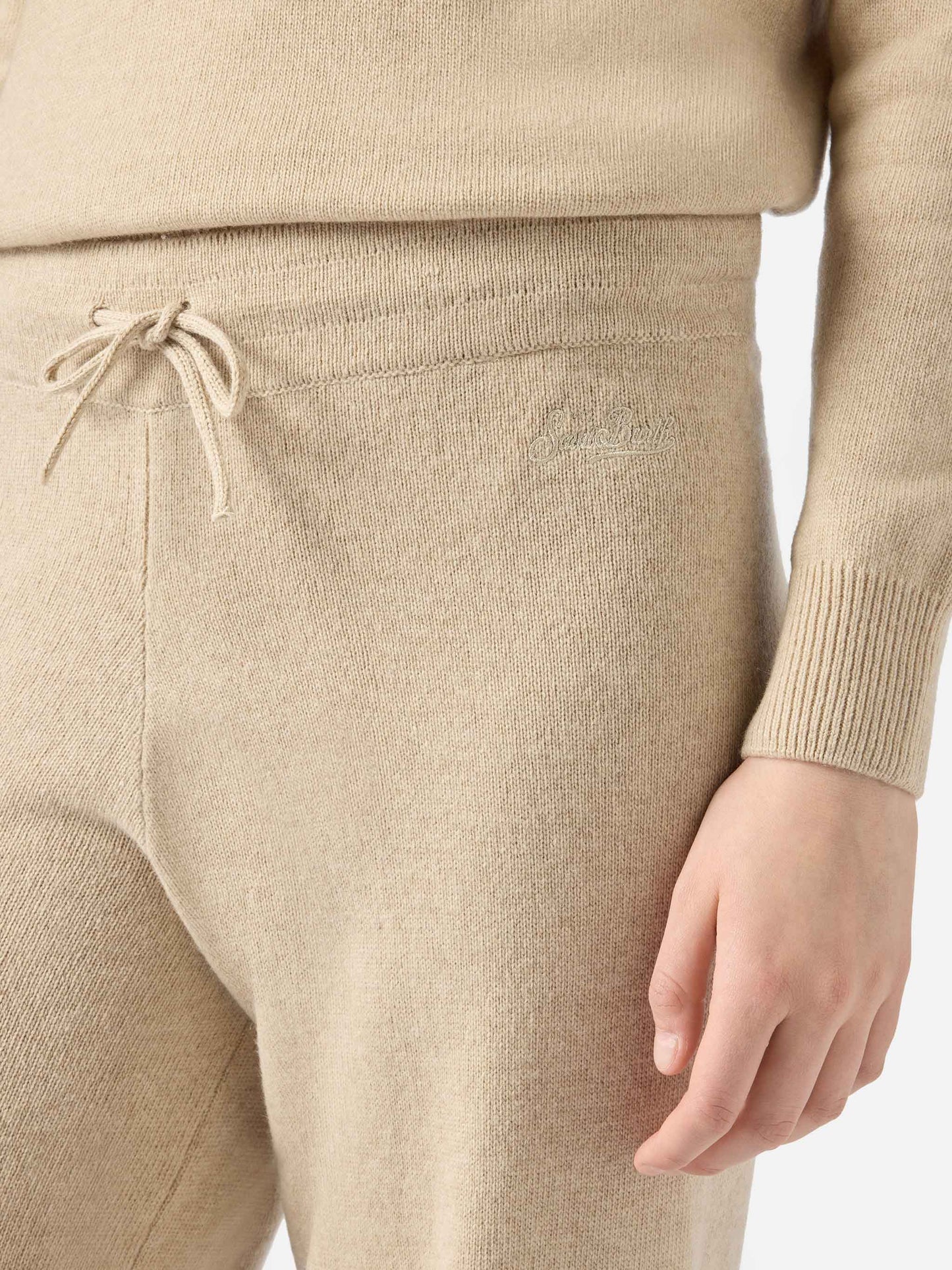 Knitted beige palazzo pants