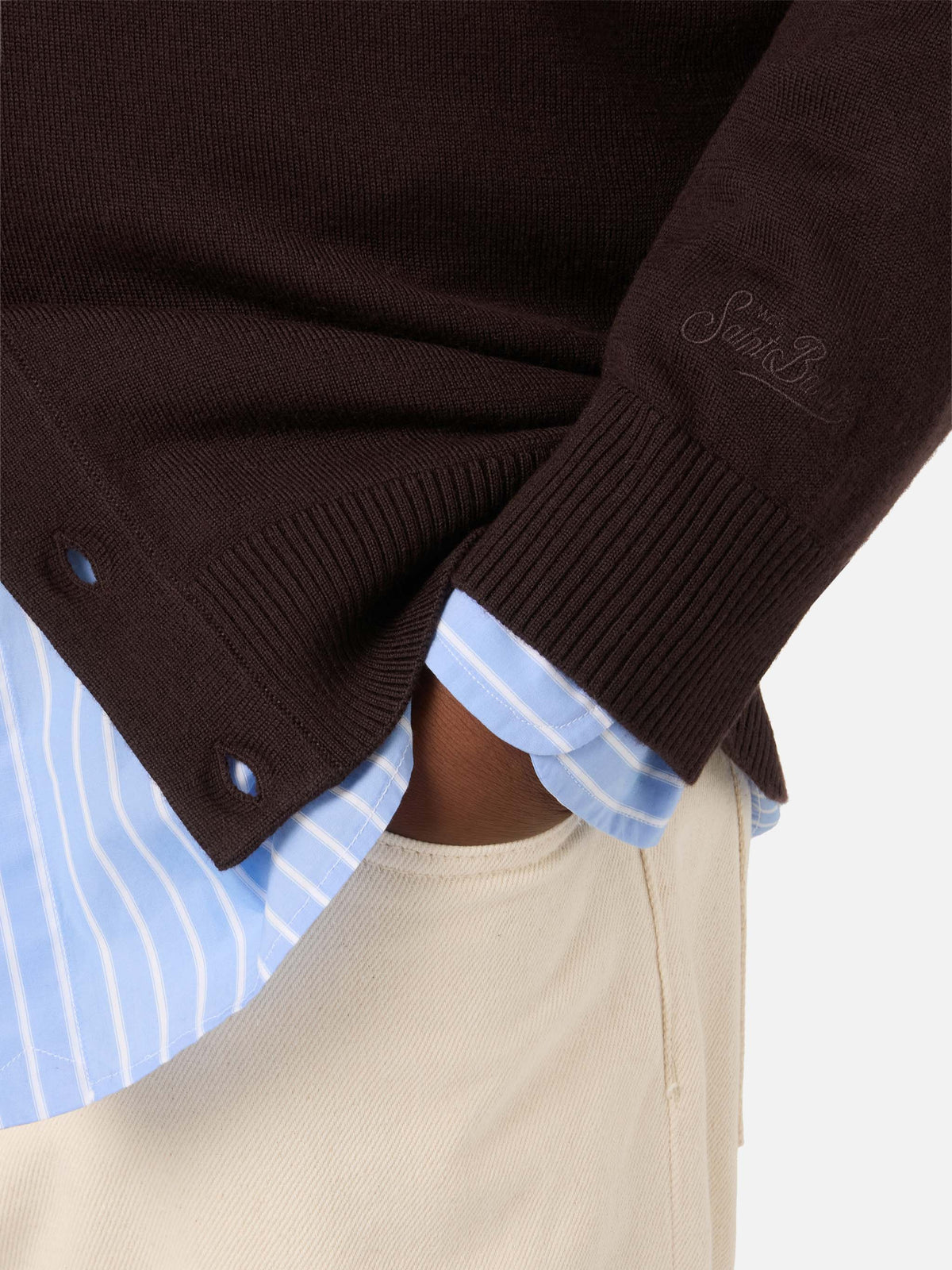 Cardigan Savile aus braunem Merino 