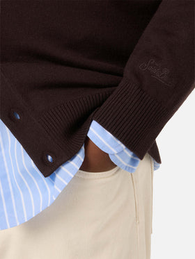 Cardigan Savile aus braunem Merino 