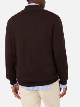 Cardigan Savile aus braunem Merino 