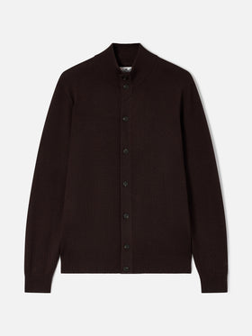 Cardigan Savile in Merino marrone